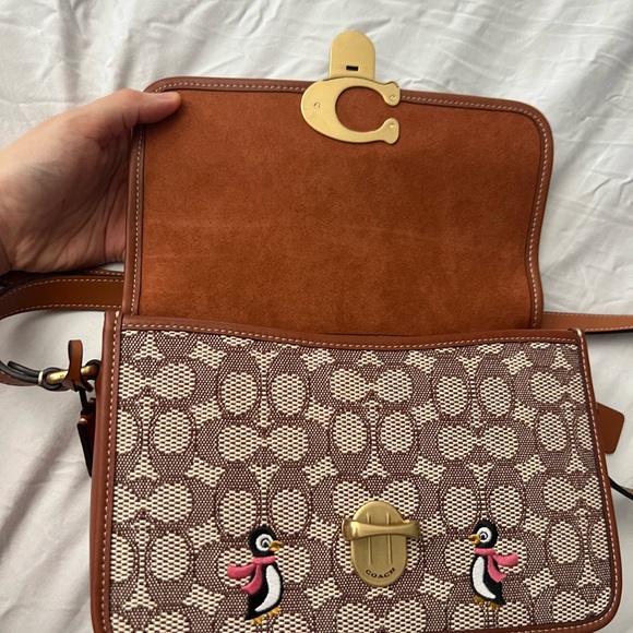 Coach Studio Shoulder Bag In Signature Jacquard With Penguin Motif - Picture 5 of 10